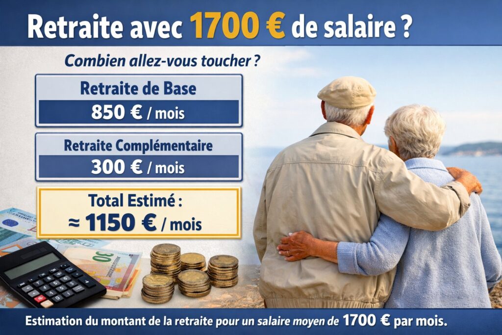 combien de retraite avec 1700 euros de salaire estimation pension