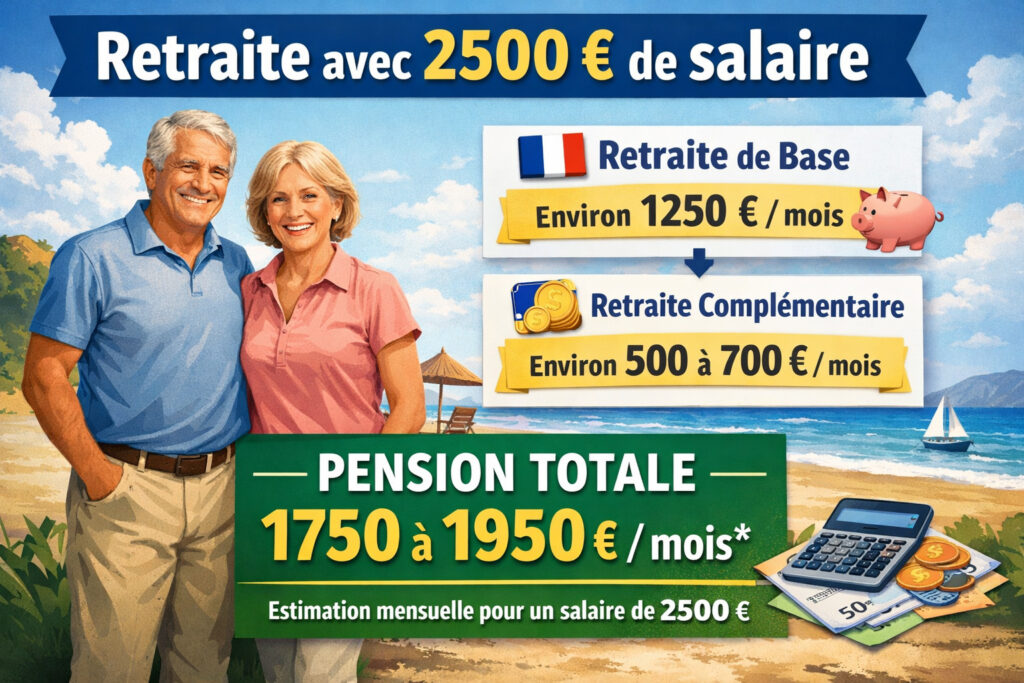 estimation retraite avec 2500 euros de salaire pension mensuelle