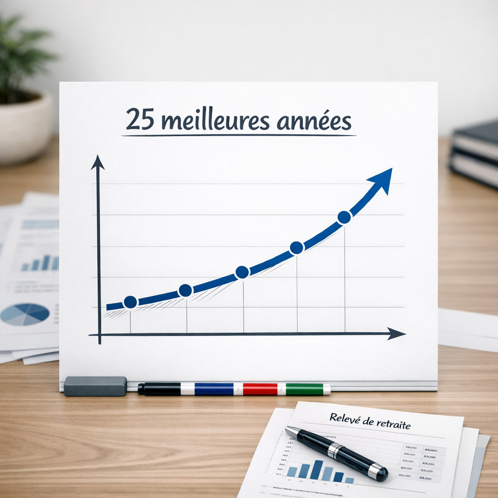 Graphique représentant les 25 meilleures années pour le calcul du Salaire Annuel Moyen
