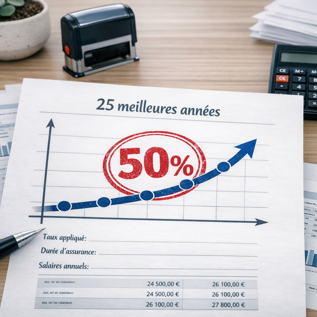 Document administratif avec un tampon indiquant 50 pour cent