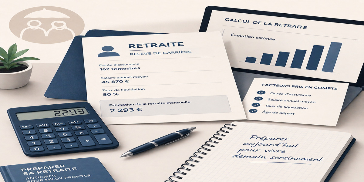 Illustration éditoriale représentant le calcul de la retraite